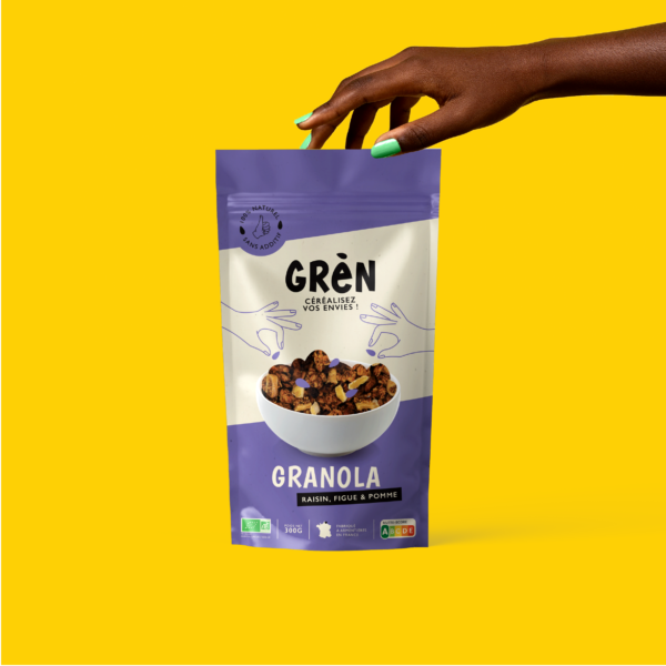 Paquet de granola aux fruits GREN - Raisins, figues et pommes
